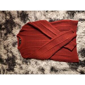 Womens Bill Blass Rust Red Crew Neck Sweater